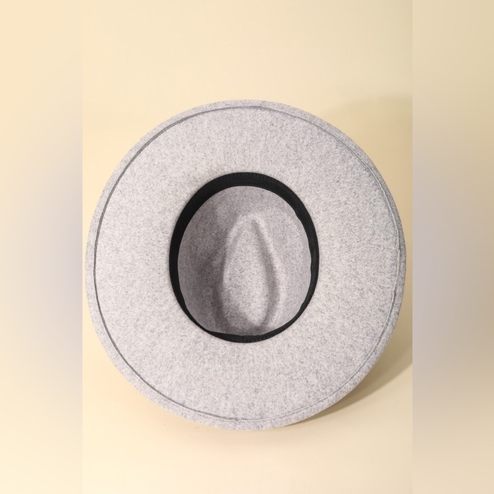 Light Gray Wide Brim Fedora Hat - Picture 3 of 8